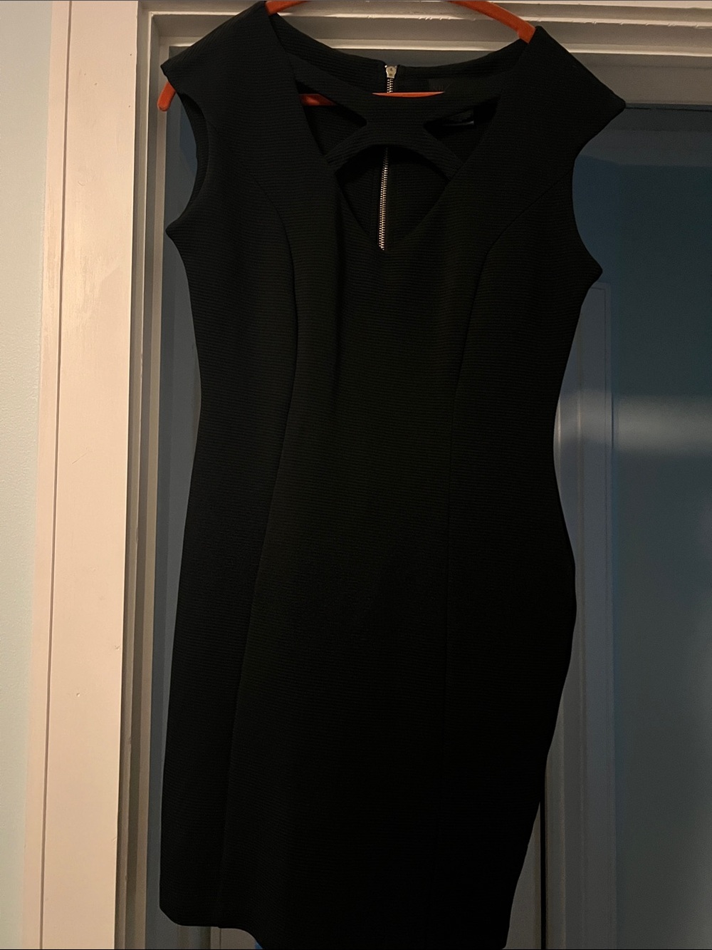 Kardashian Kollection Black Cap-Sleeve Mini Dress with Front Keyhole